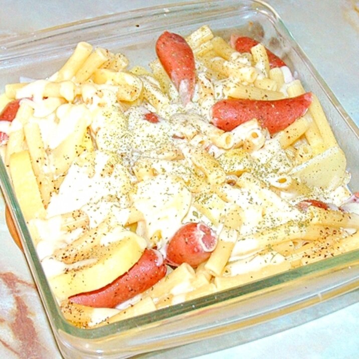 レンジ完結!じゃがいもとマカロニのレンジミルク煮♪